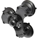 RAM Mounts RAM Triple Suction, C-Size Smartphone Halterung mit 1,5 Zoll Kugelbasis und drei 3,3 Zoll Saugnäpfen, Schwarz