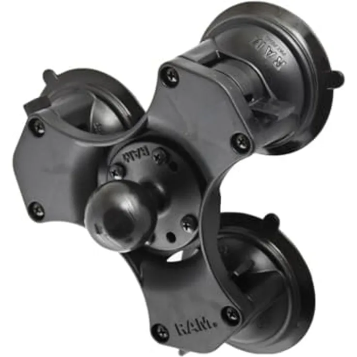 RAM Mounts RAM Triple Suction, C-Size Smartphone Halterung mit 1,5 Zoll Kugelbasis und drei 3,3 Zoll Saugnäpfen, Schwarz