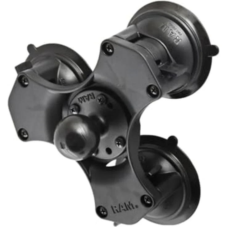 RAM Mounts RAM Triple Suction, C-Size Smartphone Halterung mit 1,5 Zoll Kugelbasis und drei 3,3 Zoll Saugnäpfen, Schwarz – Bild 1