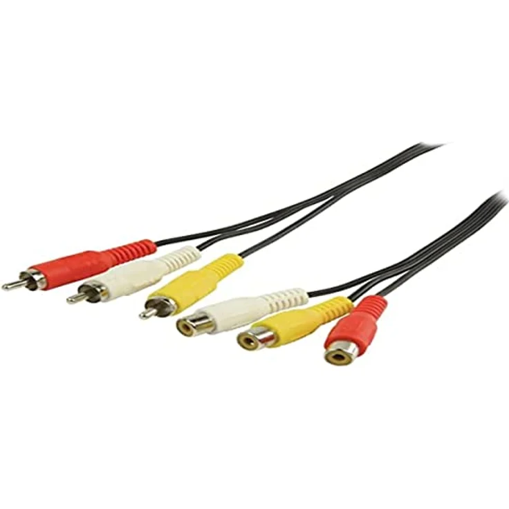 Valueline Cinch AV-Verlängerungskabel, 3X Stecker auf 3X Buchse (3m) schwarz – Bild 2
