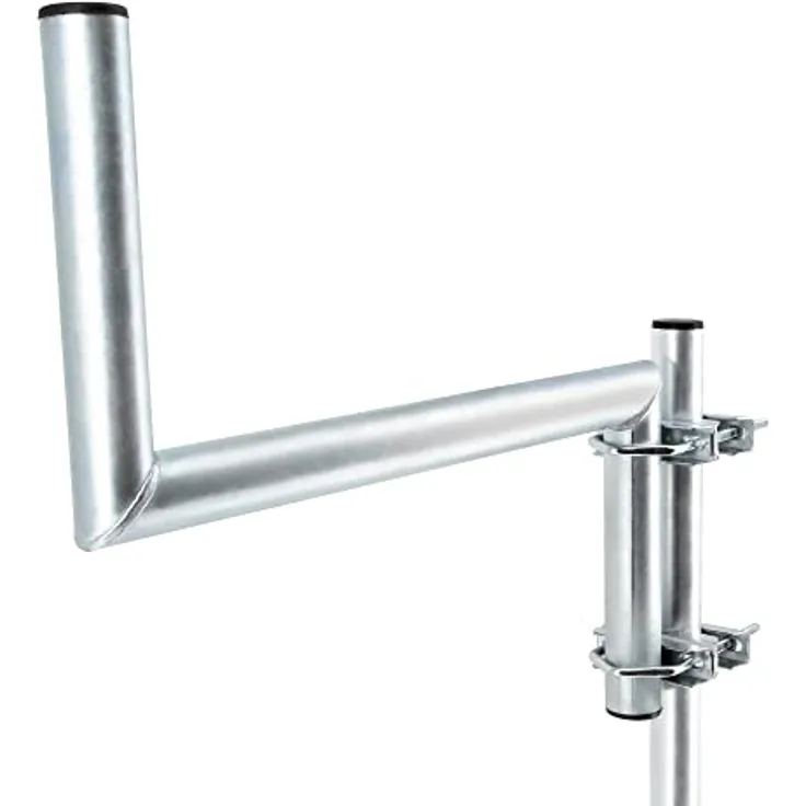 SkyRevolt Z-Ausleger 50 cm Rohr 48 mm mit Zahnschellen Geländer-Ausleger SAT-Antenne Mast-Ausleger Z-Halterung für Satelliten-Schüssel Stahl verzinkt