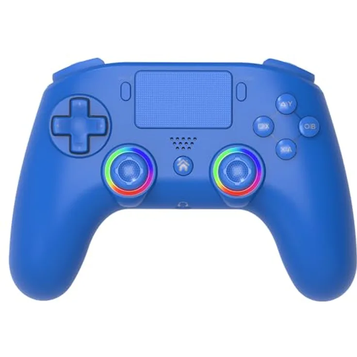 Subsonic Kabelloser Controller für PS4, Bluetooth-Controller mit LED, Vibration und Gaming-Headset-Anschluss, Blau