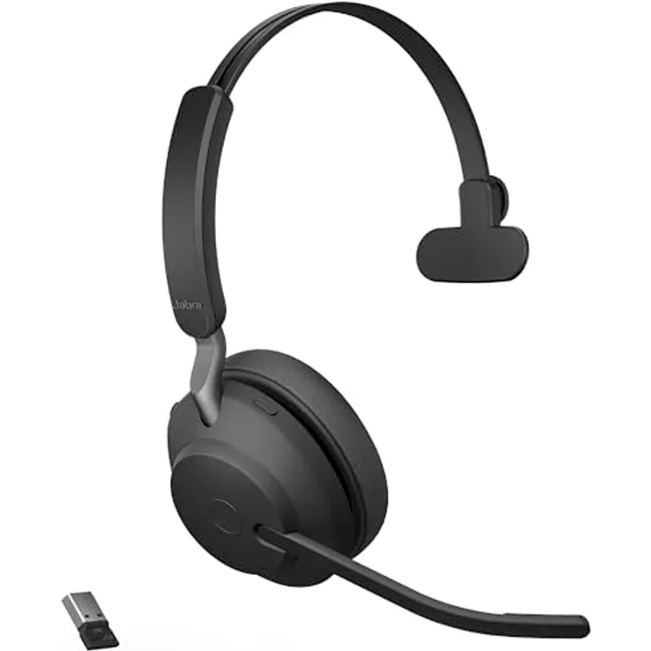Jabra Evolve2 65, USB-A MS Teams Mono Headset mit passiver Geräuschunterdrückung, 37 Stunden Akkulaufzeit, schwarz