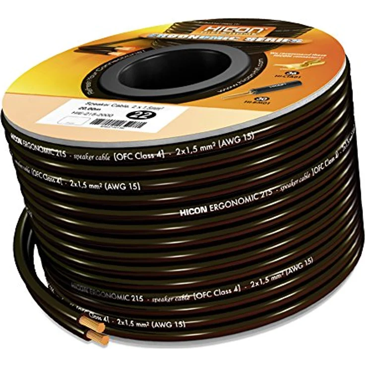 Hicon HIE-215-3000 Lautsprecherkabel Ergonomic 2 x 1.50mm² Schwarz 30m – Bild 1
