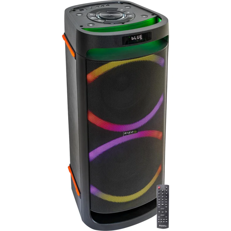 Ibiza LOUNGE28, Aktiv-Lautsprecher Box 600W, Bluetooth, USB, Micro-SD, LED-Beleuchtung, Aufnahmefunktion, Schwarz