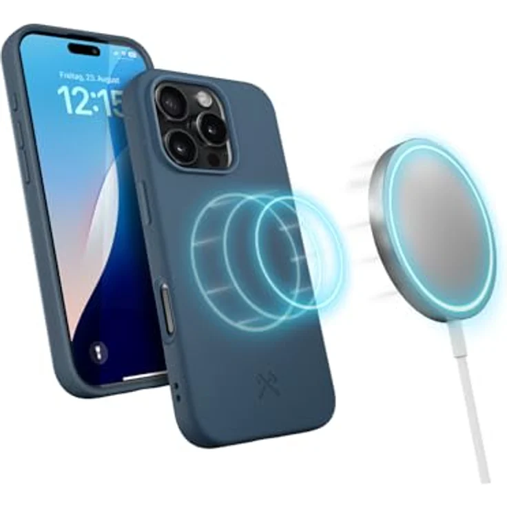 Woodcessories BioCase - Magnetische Handyhülle für iPhone 16 Pro kompatibel mit MagSafe, Hülle mit Magnet Navy blau - Nachhaltig aus Pflanzen – Bild 1