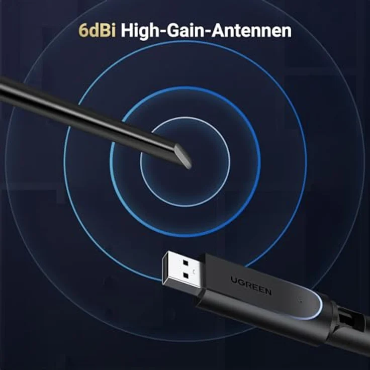 UGREEN AX900 WLAN Stick, WiFi 6 Adapter mit Dual Band 2,4G/5GHz, 6dBi Antenne, 600 Mbps, WPA2-PSK, kompatibel mit Windows 11/10 – Bild 3