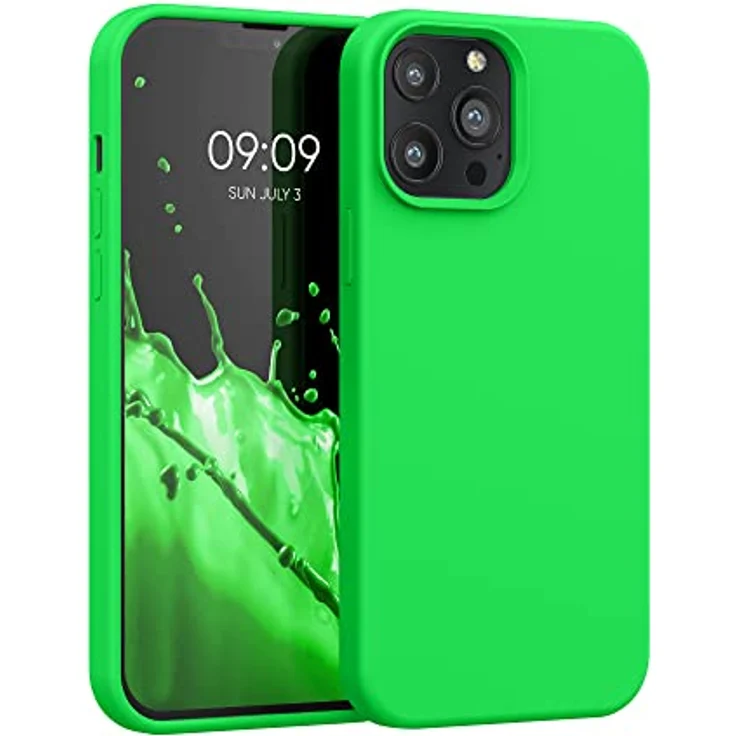 kwmobile Handyhülle für iPhone 13 Pro Max - Silikon Schutzhülle mit kabellosem Laden, Neon Grün – Bild 1