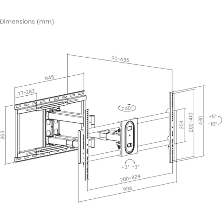 my wall TV-Wandhalterung HP43L, für Fernseher bis 100 Zoll (254 cm), voll beweglich, bis 80 kg tragfähig, mit Kabelmanagement – Bild 7