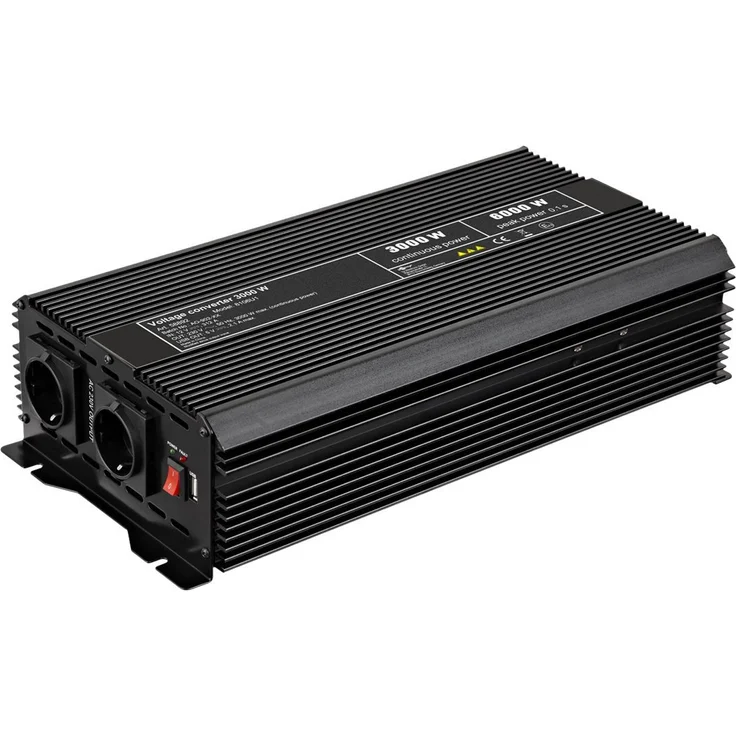 Goobay PC-Netzteil, Stromwandler DC 12 V, 3000 Watt, 2 Ausgangsanschlüsse, schwarz