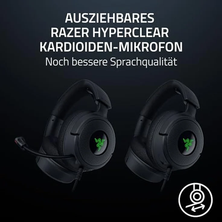 Razer Kraken V4 X - Kabelgebundenes PC-Gaming-Headset (Triforce 40-mm-Treiber, einziehbares Nierenmikrofon, 7.1-Surround-Sound, Chroma RGB, für PC - Konsolen & Mobiltelefone über USB-C) Schwarz – Bild 3