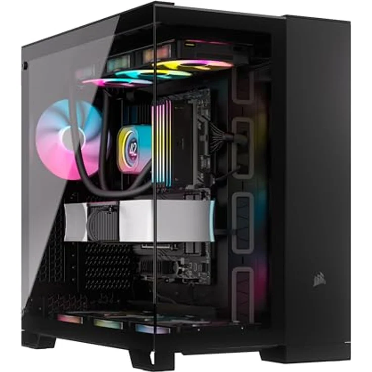 CORSAIR iCUE Link 6500X RGB gehärtetes Glas mATX Mid-Tower Dual Chamber PC Gehäuse - 3X CORSAIR RX120 RGB Lüfter im Lieferumfang enthalten - Breite Kühlflexibilität - Reverse Connection Motherboard – Bild 1