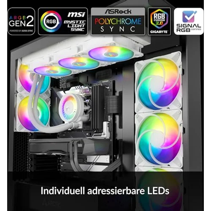 ARCTIC Liquid Freezer III 420 A-RGB - Wasserkühlung PC, AIO CPU Wasserkühler, Intel & AMD, effiziente PWM-gesteuerte Pumpe, Lüfter: 200–1900 rpm, LGA1851 und LGA1700 Contact Frame - Weiß – Bild 2
