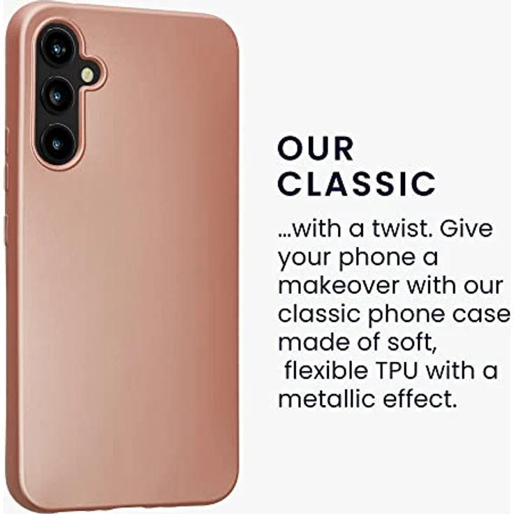 kwmobile Handyhülle für Samsung Galaxy A34 5G, Silikon Case metallisch schimmernd, rutschfest, metallic Rosegold – Bild 3