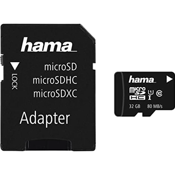Hama microSDHC 32GB Class 10 UHS-I 80MB/s mit SD-Adapter, Schwarz – Bild 2