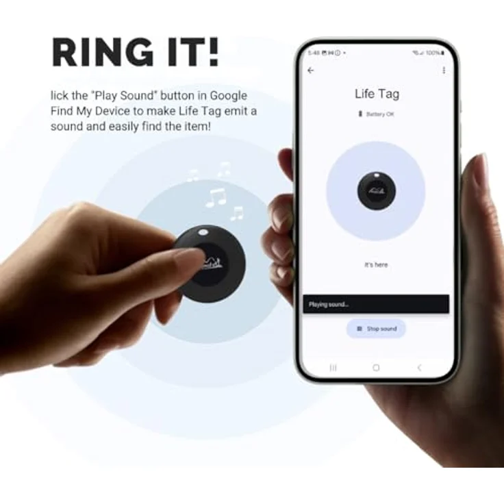 Lifemate Life Tag, Android Smart Tag Schlüsselfinder mit IP65 wasserdichtem Design, 4er Pack, kompatibel mit Google Mein Gerät Finden App – Bild 5