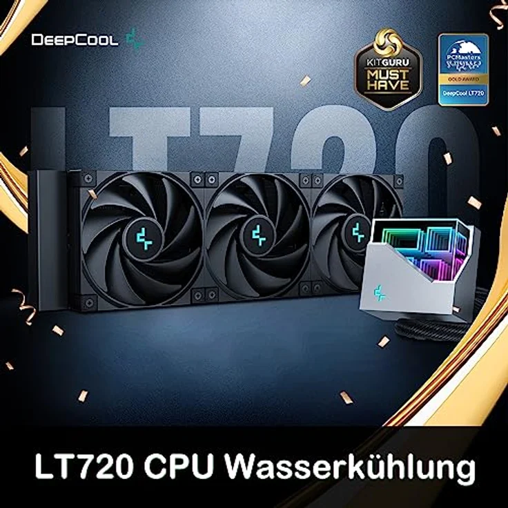 DeepCool CPU Wasserkühlung LT720 360mm AIO Flüssigkeitskühler 4. Generation Doppelkammerpumpe 3100RPM Mehrdimensionale Infinity Mirror ARGB Block 300w TDP Anti-Leck-Technik AMD AM4/AM5 LGA 1700/1200 – Bild 2