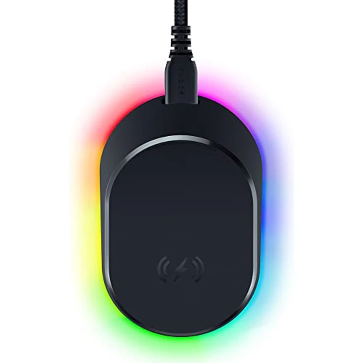 Razer Mouse Dock Pro & Charging Puck - (Magnetische drahtlose Ladestation, Hyperspeed 4K, 8 RGB Chroma Beleuchtung & Modul für kompatible Mäuse) - Schwarz, RZ81-01990100-B3M1 – Bild 1