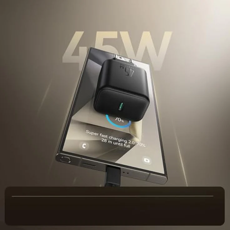 Joyroom JR-TCG13, GaN-Wandladegerät USB-C, 45 W, ultraschnelles Laden, Schwarz – Bild 8