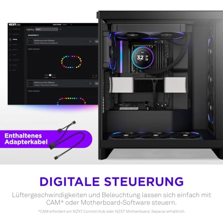 NZXT F Series F280X Black, 280mm Gehäuselüfter mit 4-Pin PWM Anschluss und RGB-Beleuchtung – Bild 10