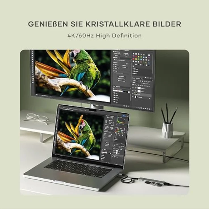 SATECHI 6-in-1 USB-C Hub Slim Plus, Multiport-Adapter, Dockingstation mit 4K HDMI, 100W Power Delivery, 2X USB-A, SD/MicroSD-Kartenleser – Silber – Bild 5