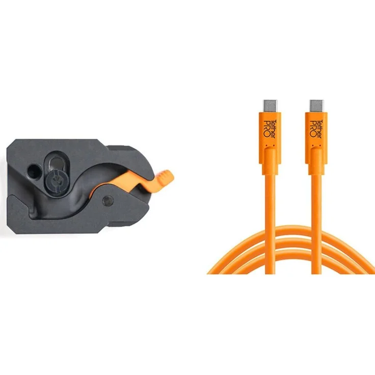 Tether Tools TetherTools TetherGuard Leverlock & Cable Kit, USB-C zu USB-C 15 Fuß (4,6 m), 60 W, hochsichtbar orange