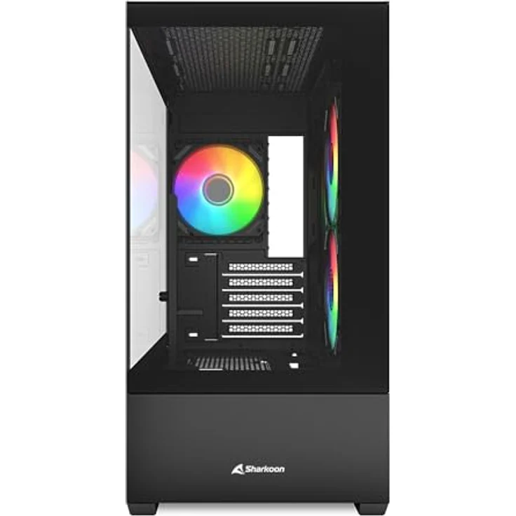 Sharkoon MK6 RGB PC Gehäuse, Micro-ATX, Schwarz, Glasoptik, RGB-LED-Lüfter, Dual-Radiator Unterstützung – Bild 2