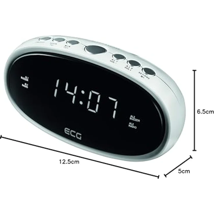 ECG RB 010 White Radiowecker – FM Tuner, 10 Vorwahlen, Digitale Uhr-Wecker, Wecken durch Radio-Wecker, Funktion aufgehobene Weckzeit, Ausschalt-Timer Weiß – Bild 6