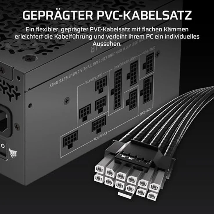 Corsair RM750x Shift (2025) Vollmodulares ATX-Netzteil mit modularer Seitenschnittstelle, 12-V-2x6-Kabel, ATX 3.1 und PCIe 5.1, 140-mm-Lüfter, 105°C-Kondensatoren, Cybenetics Gold – Schwarz – Bild 5