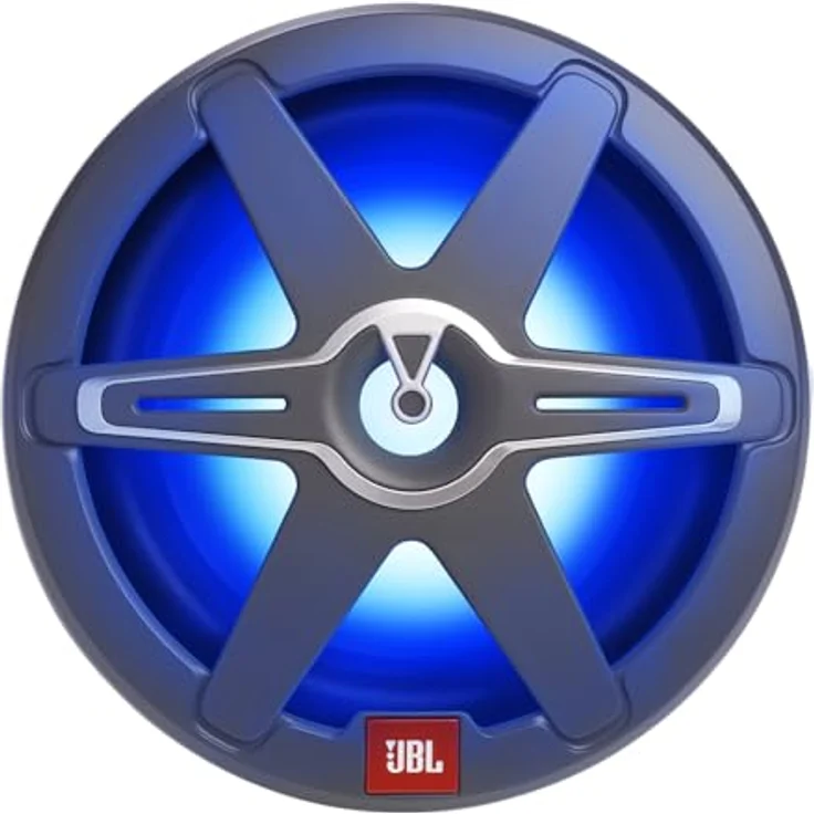 JBL Club Marine 10-Zoll Passiv Boot Subwoofer - Hochleistungs-Tiefbass Lautsprecher Wasserdicht, 900 W, Mehrfarbig LED beleuchtet, Salzwasserbeständiger Outdoor Lautsprecher, schwarz und weiß – Bild 3