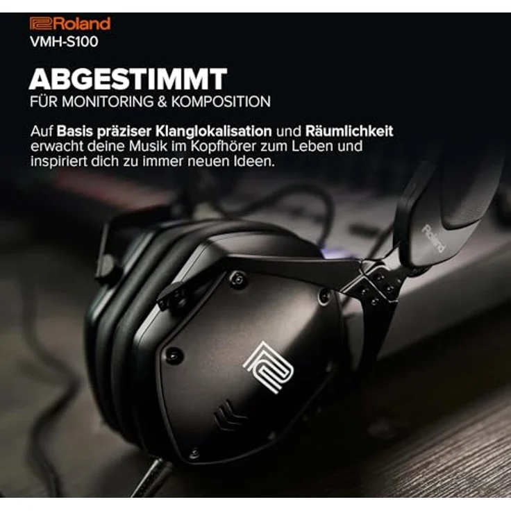 Roland VMH-S100, geschlossene Kopfhörer für Musikproduktion, Frequenzbereich 5-40.000 Hz, schwarz – Bild 4