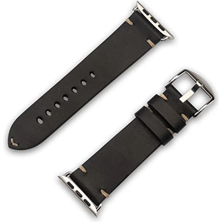 JT Berlin Watchband Alex II Vintage Armband, Edelstahl Armband für Apple Watch 42 mm, 44 mm, 45 mm, 46 mm in Schwarz, geeignet für Watch Series 1 und 2 – Bild 2