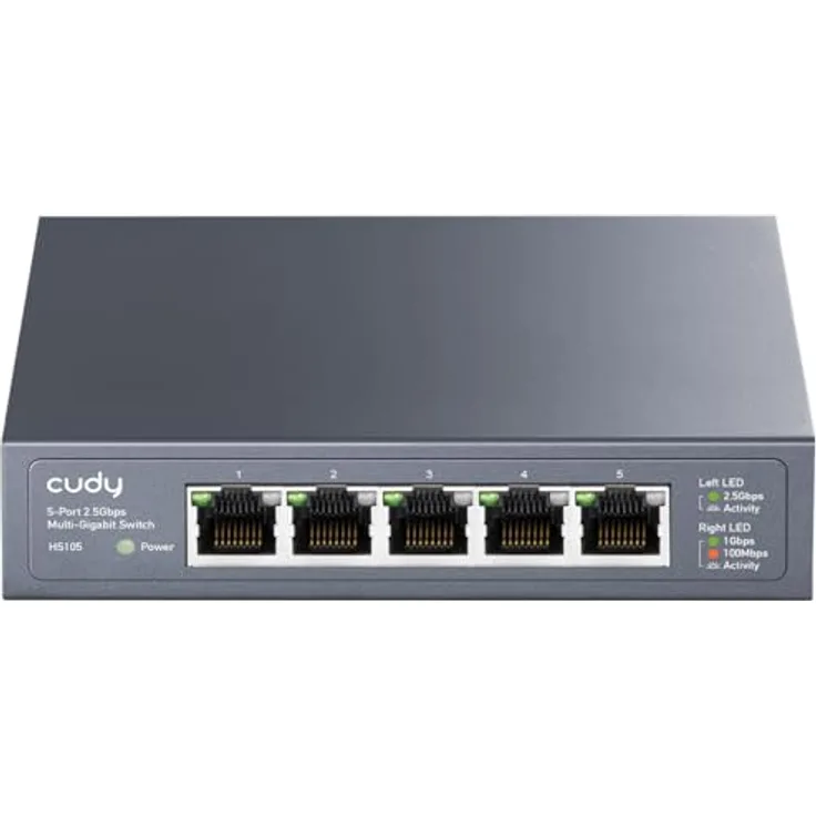 Cudy HS105, 5-Port 2,5 Gigabit Netzwerk Switch mit automatischer Geschwindigkeits- und Duplexerkennung, Schwarz
