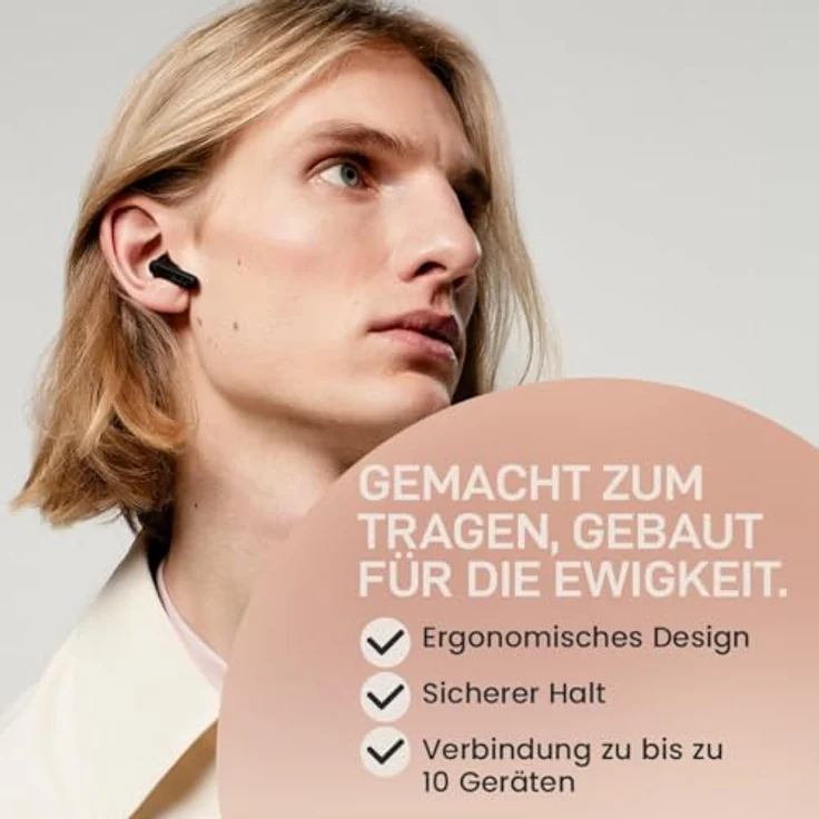 sudio A3 True Wireless Kopfhörer, Over Ear, Bluetooth 5.4, Multipoint Verbindung, 25h Spielzeit, Schweiß- & Spritzwassergeschützt, Touch, USB-C Ladecase, Schwarz – Bild 4