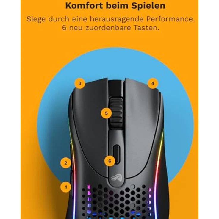 Glorious Gaming Model D 2 Wireless Gaming Mouse - superleicht 66g, bis zu 210h Batterie, 26K Opt. Sensor, 6 program. Tasten, 80 Millionen Klicks, FPS, MMO, MOBA - Mattschwarz - Preisvergleich – Bild 4