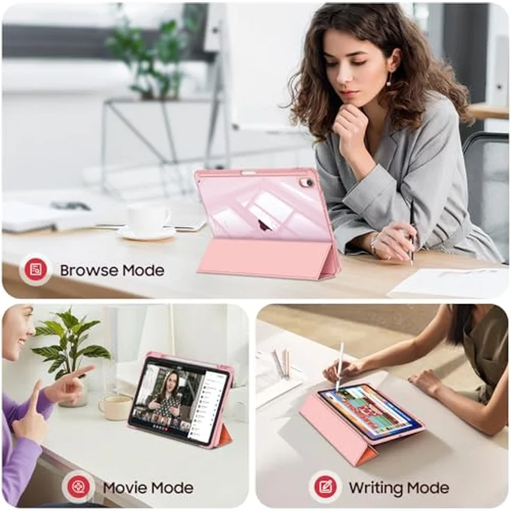 FINTIE Hybrid Hülle für iPad Air 11 Zoll (M2) 2024, stoßfeste Schutzhülle mit transparentem Rückenteil und Stifthalter, Sonnenuntergang – Bild 3