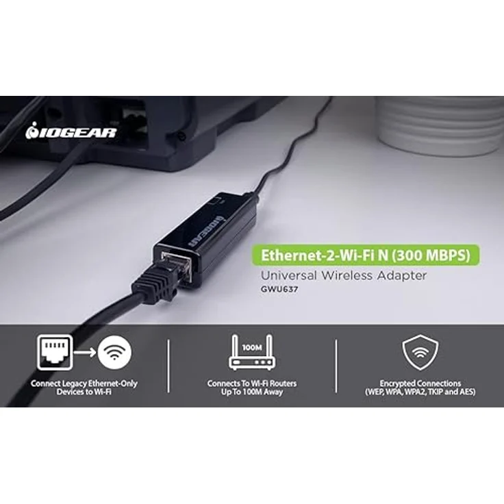 IOGEAR Ethernet-2-WiFi Universal Wireless Adapter, GWU637 (Universal Wireless Adapter) – Bild 6