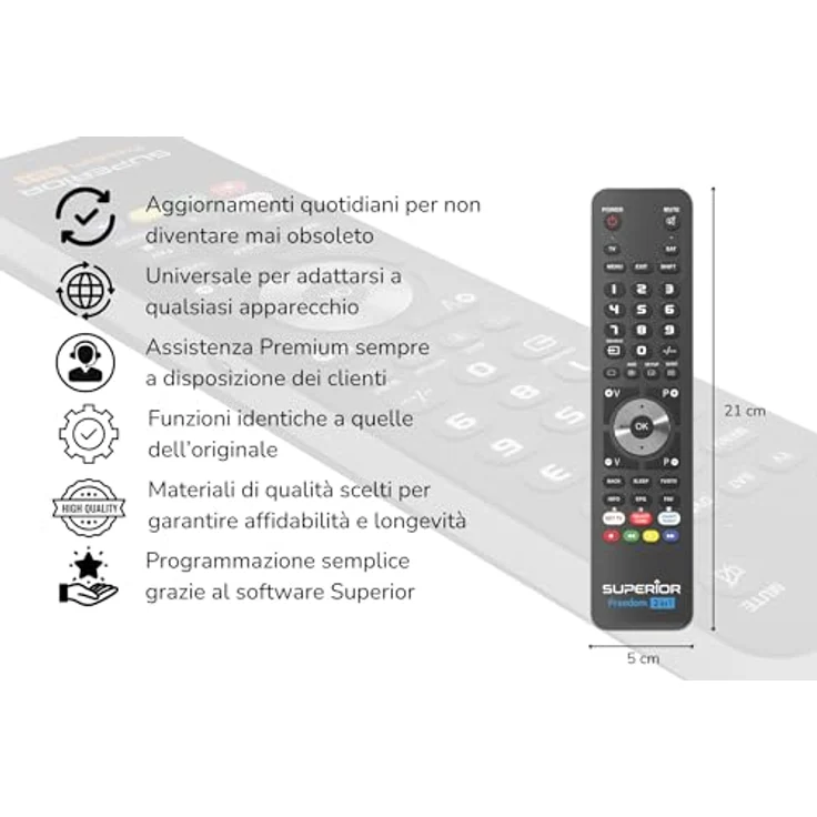 Superior FREEDOM 2v1 Fernbedienung RF Wireless für DTT, DVD/Blu-ray, SAT, TV, VCR, über 260.000 Modelle, einfache Programmierung – Bild 3