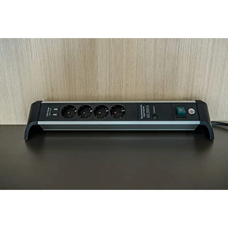 Brennenstuhl Alu-Office-Line Steckdosenleiste 4-Fach mit USB und Überspannungsschutz (Mehrfachsteckdose mit Schalter, 1,8m Kabel, 2-Fach USB 3,1 A, Made in Germany) – Bild 4