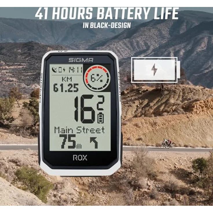 SIGMA ROX 4.0 Endurance White Sensor Set, GPS Fahrradcomputer mit 41 h Akkulaufzeit, E-Bike kompatibel, inkl. Geschwindigkeits-, Herz- und Trittfrequenzsensoren, OVERCLAMP Butler – Bild 5