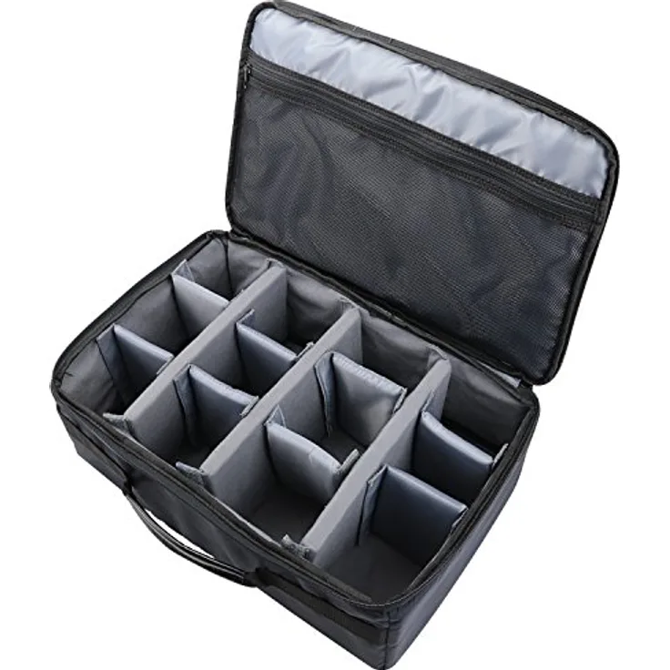HMF 18442-02 Kameratasche, Kamerakoffer mit individuellen Trennwänden, gepolstert, für Spiegelreflexkameras, schwarz, 44 x 28 x 18 cm