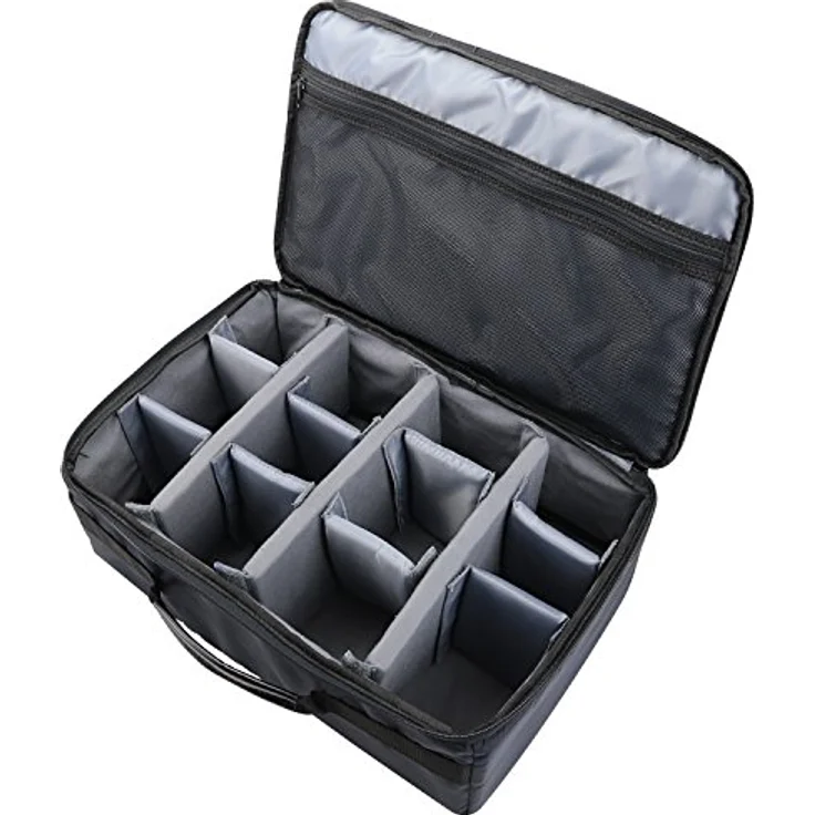 HMF 18442-02 Kameratasche, Kamerakoffer mit individuellen Trennwänden, gepolstert, für Spiegelreflexkameras, schwarz, 44 x 28 x 18 cm – Bild 1
