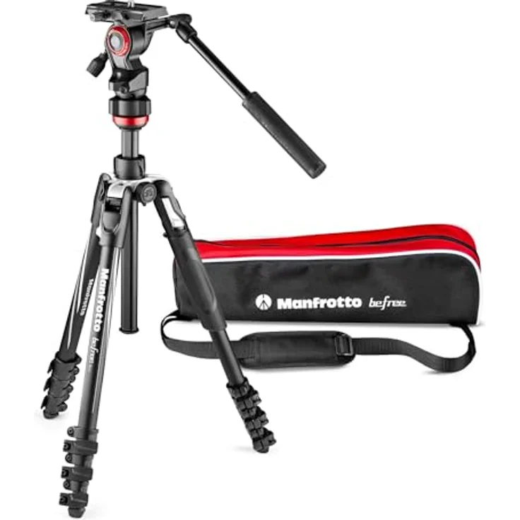 Manfrotto Befree Live Alu Reisestativ QPL (Klemmverschluss, mit Fluid-Video Kopf inkl. Tasche, Traglast: 4kg, Packmaß: 40cm, Gewicht: 1,75kg) – Bild 2