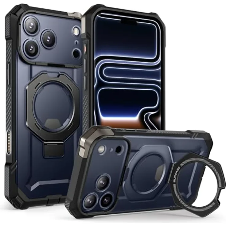 SUPCASE Unicorn Beetle Grip Hülle für iPhone 17 Pro, [Militärstandard Fallschutz, MagSafe-kompatibel, integrierter Ringhalter, Schwarz]