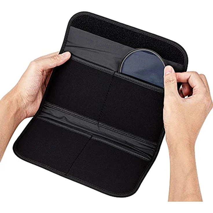 JJC 4 Taschen Kamera-Objektiv-Filtertasche aus elastischem Neopren für Filter bis Ø 82 mm mit Mikrofaser-Reinigungstuch, robust und langlebig – Bild 2