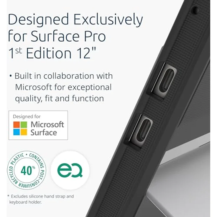 Kensington Blackbelt EQ Rugged Case für Microsoft Surface Pro 12 Zoll 1st Edition, leichte Schutzhülle in Militärqualität, kompatibel mit Kickstand, Schwarz, K96542EU – Bild 2