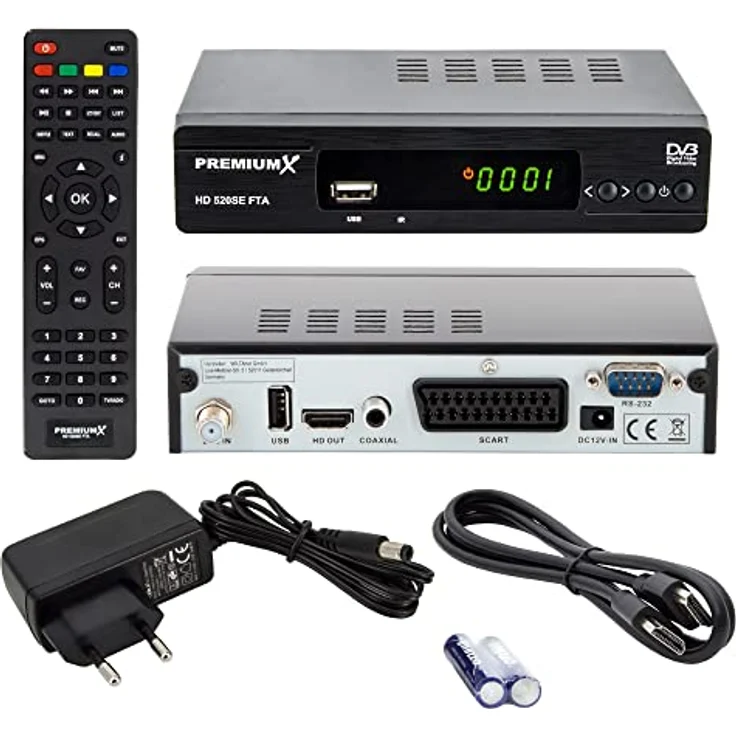 Premium X Satelliten-Receiver HD 520SE FTA Digital SAT TV Receiver DVB-S2 FullHD HDMI SCART 2X USB Multimedia-Player, Astra Hotbird vorprogrammiert – Bild 4