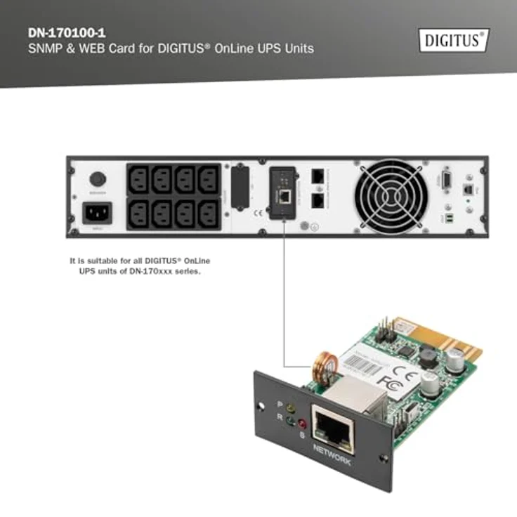 DIGITUS SNMP-Karte OnLine USV-Anlagen DN-170xxx - Fernzugriff & Überwachung - Warnungen per E-Mail - 1x RJ45-Port - Plug & Play – Bild 3