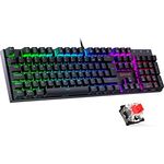 Redragon Mechanische Gaming Tastatur K552, QWERTZ (Deutsch) mit RGB-Beleuchtung, roten Schaltern, 105 Tasten, programmierbar, kabelgebunden, Stahlgehäuse