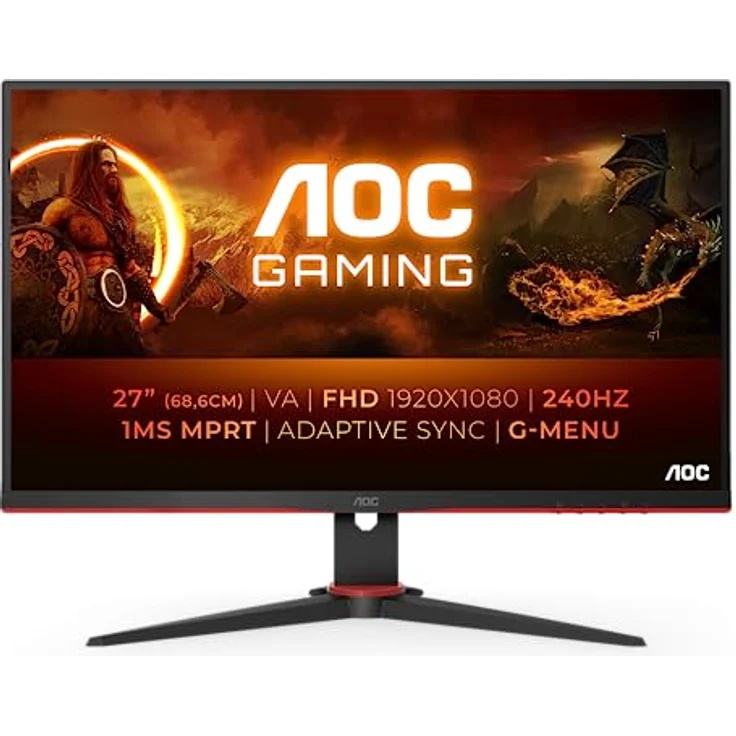 AOC Gaming 27G2ZNE - 27 Zoll Full HD Monitor, 240 Hz, 1 ms MPRT, FreeSync Prem. (1920x1080, HDMI 1.4, DisplayPort 1.2) schwarz/rot – Bild 1